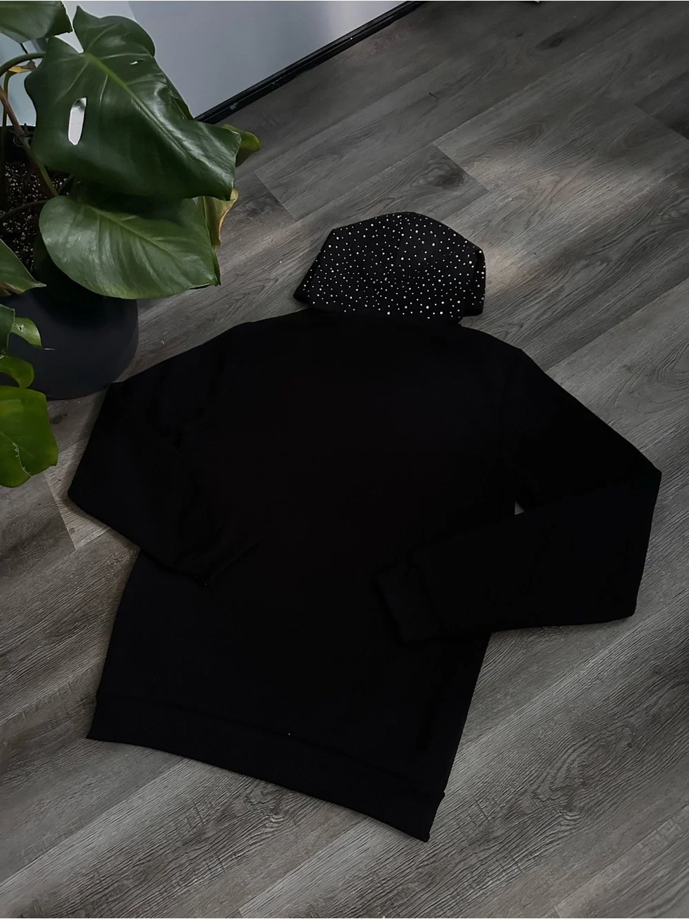 Fearless Black Hoodie Sweater with Studded Details